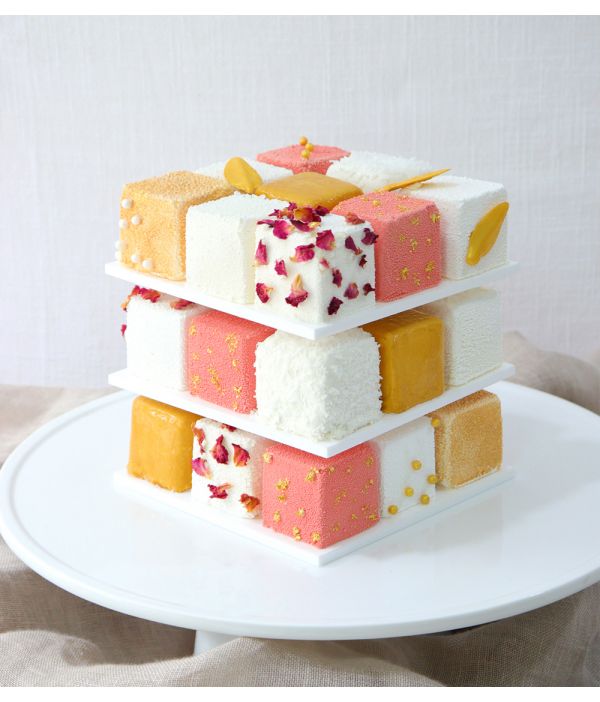 Luxe Cube Cakes - Rose, White, Gold 